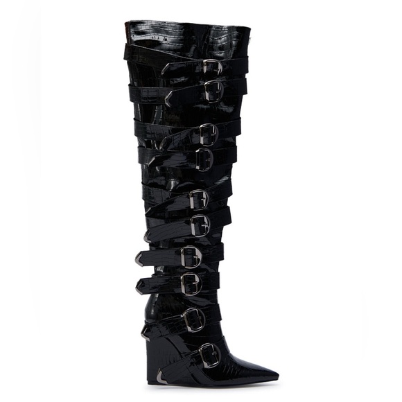 Azalea Wang Shoes - NWT Azalea Wang Black Strappy Women's Boots 10